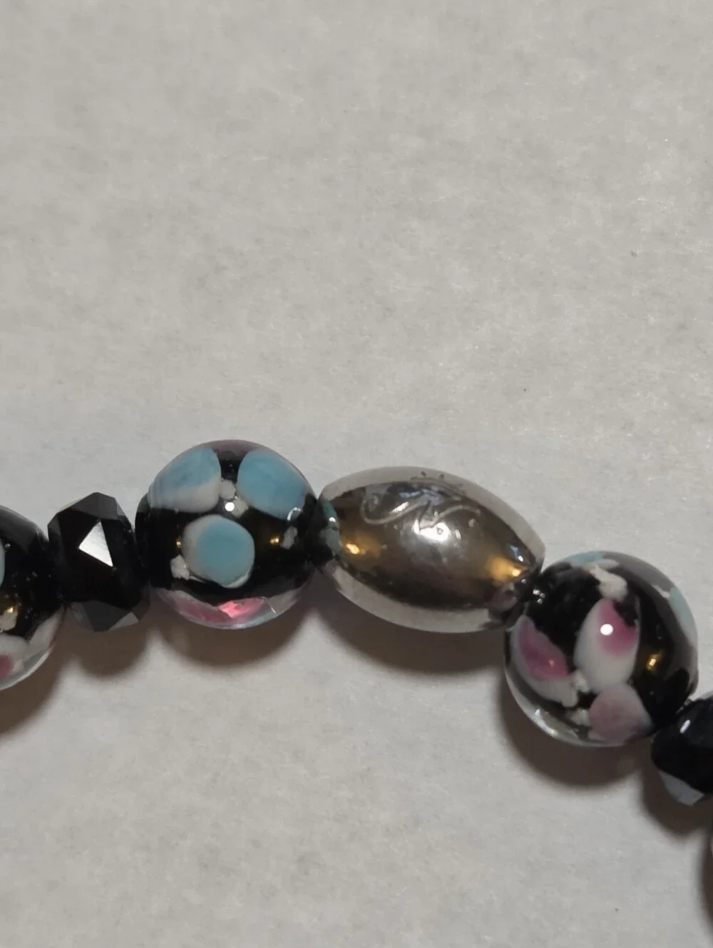 🆕️ NOGU Black Orchid .925 Sterling Silver Firefly Glass Blossom Bracelet